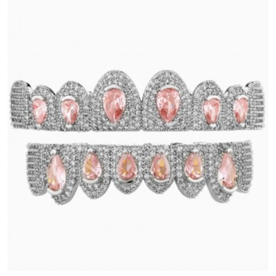 Iced Fully Pink Emerald Grillz 