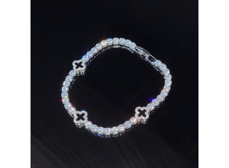 Iced Out Clover Tennis Bracelet
