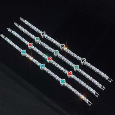 Iced Out Clover Tennis Bracelet