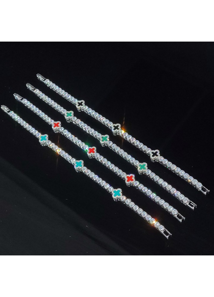 Iced Out Clover Tennis Bracelet