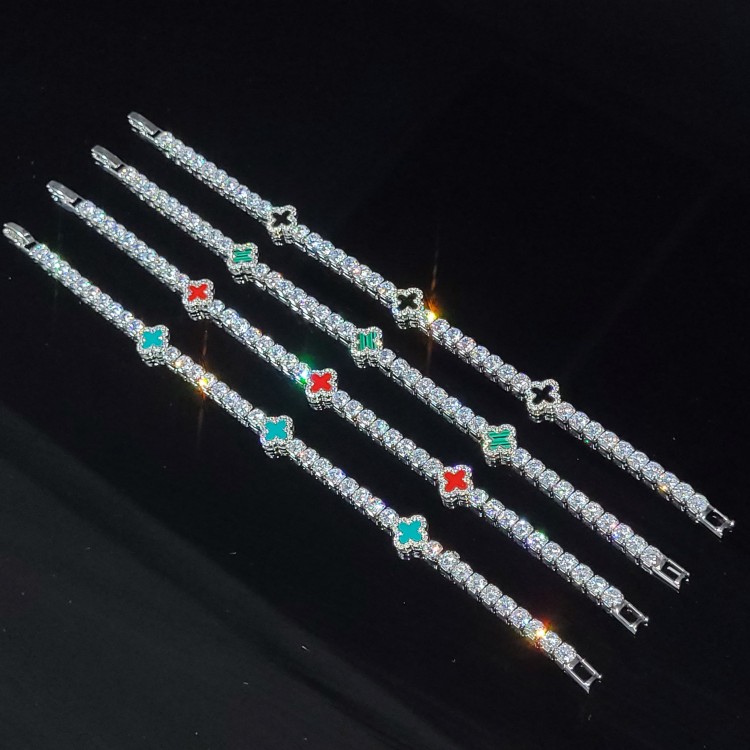 Iced Out Clover Tennis Bracelet
