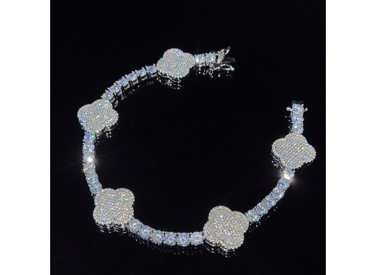 Iced Premium Paved Clover Tennis Bracelet