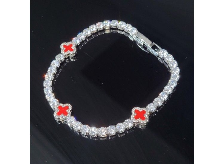 Iced Out Clover Tennis Bracelet