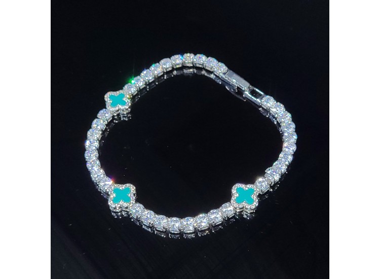 Iced Out Clover Tennis Bracelet