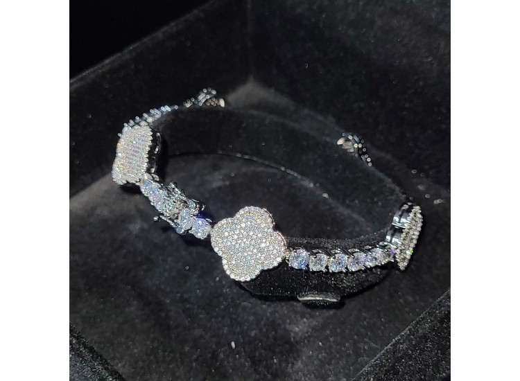 Iced Premium Paved Clover Tennis Bracelet