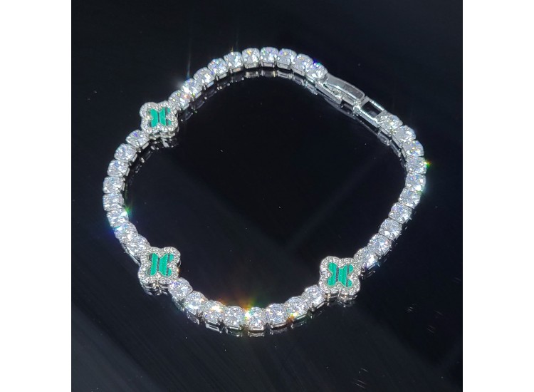 Iced Out Clover Tennis Bracelet