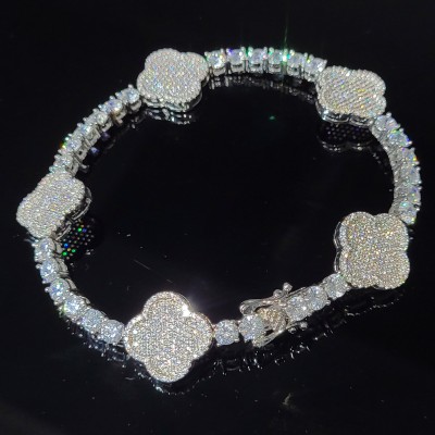 Iced Premium Paved Clover Tennis Bracelet