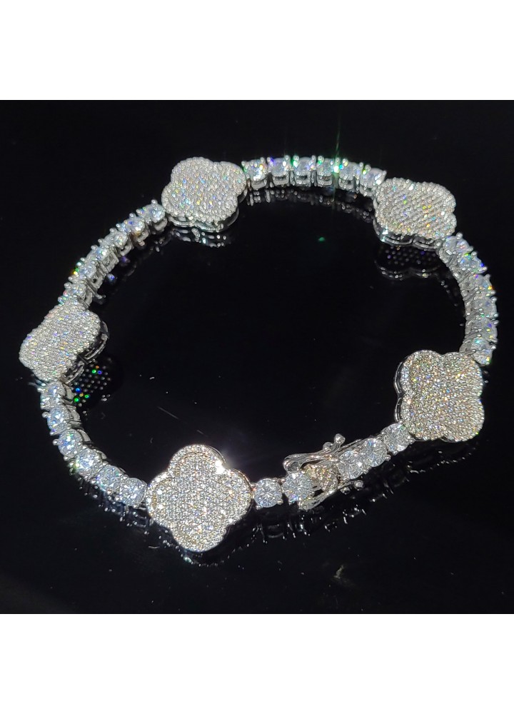 Iced Premium Paved Clover Tennis Bracelet