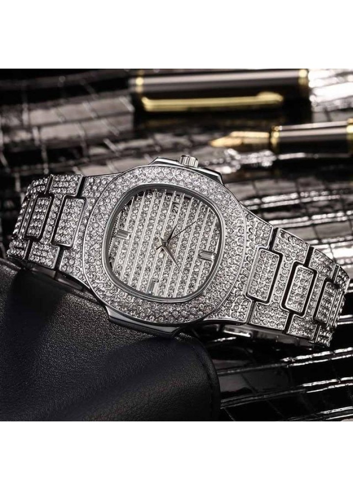 Iced Pate Case Watch (Silver)