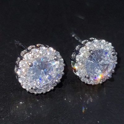 Circle Cut Paved Diamond Earring