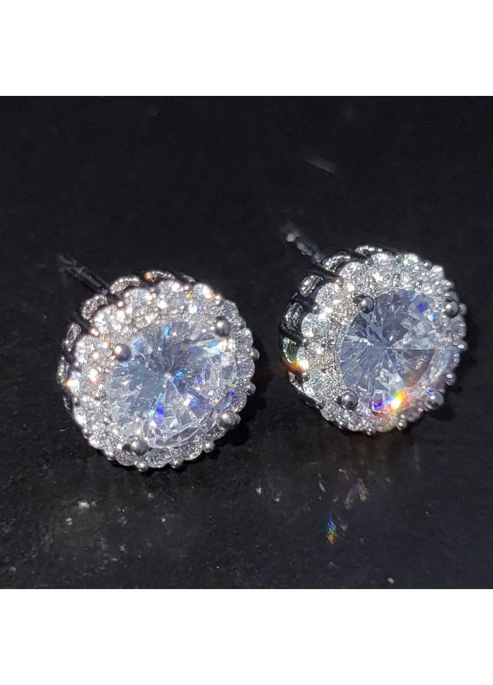 Circle Cut Paved Diamond Earring